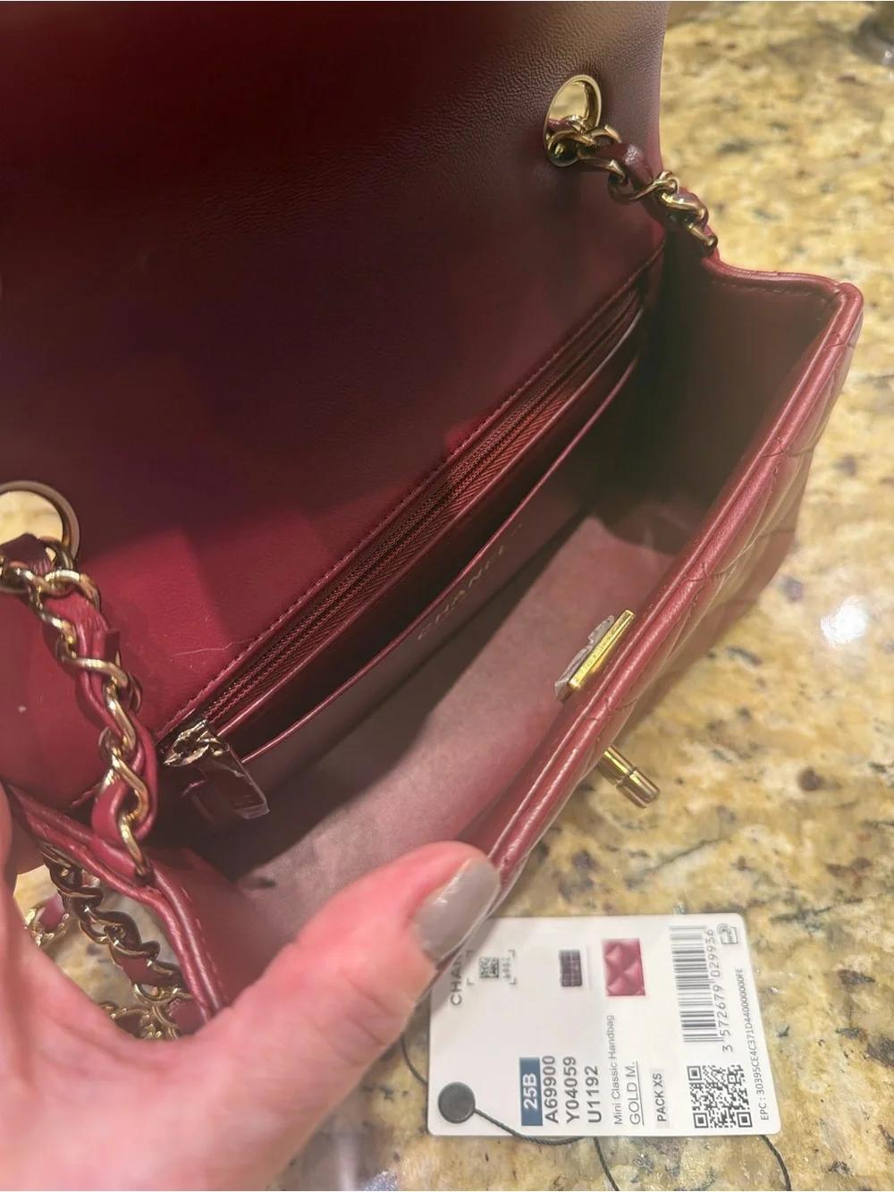 Mini classic Chanel Quilted Lambskin Burgundy